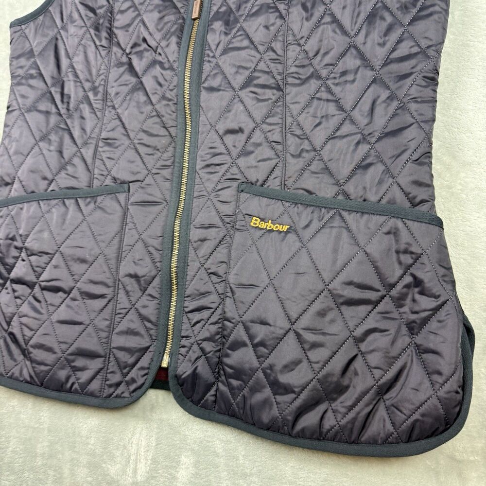 Barbour Betty Vest Womens Size 10 Blue Quilted Fleece Liner Pockets Full Zip - Picture 3 of 9